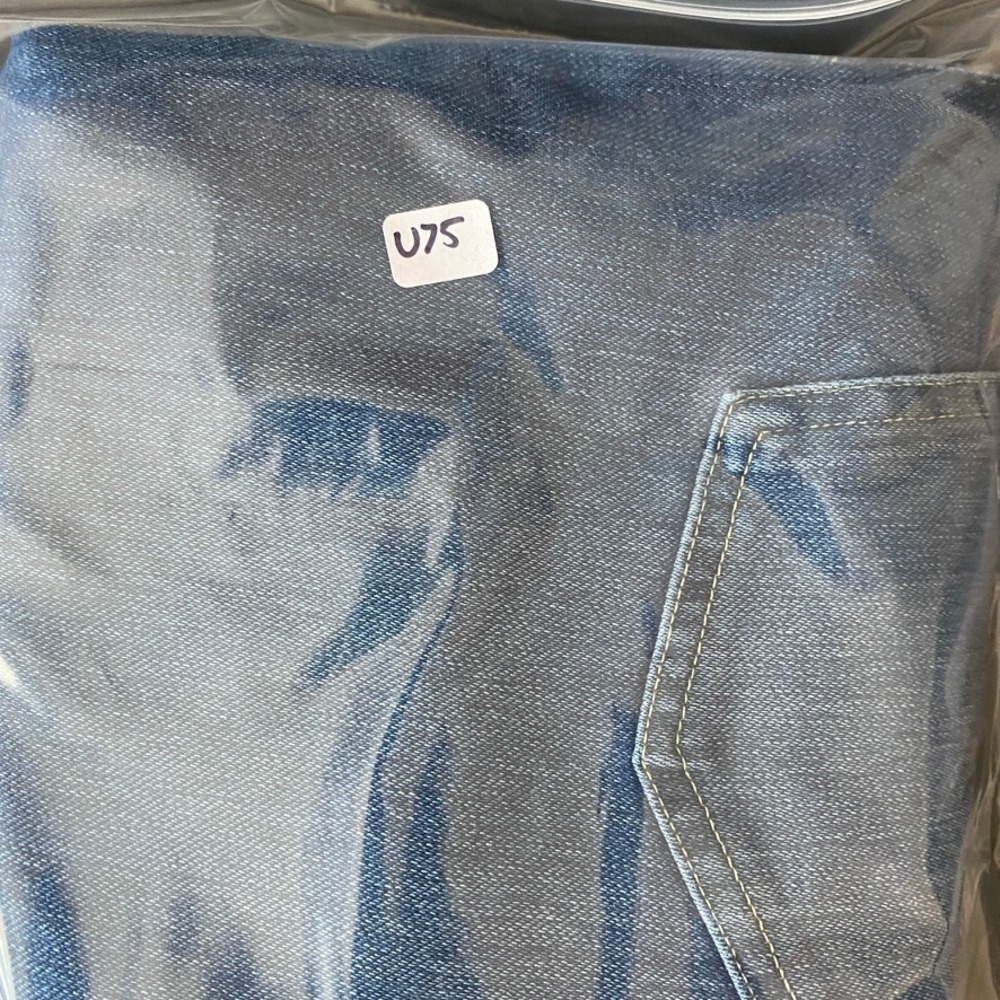 Halara High Waisted Pull On Denim Pants Jeans Large Straight Leg Stretch Blue - Picture 6 of 6